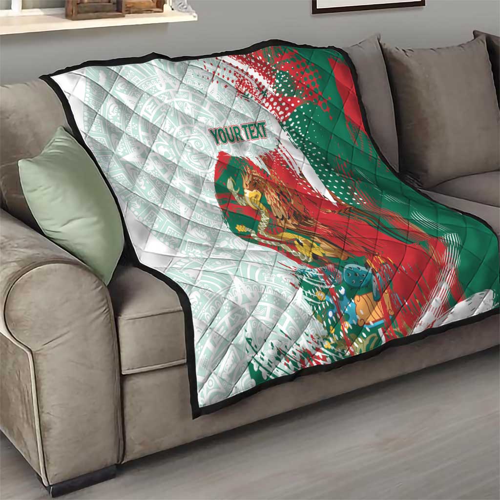 Mexico Football Custom Quilt El Tri Aztec Calendar Brush Style