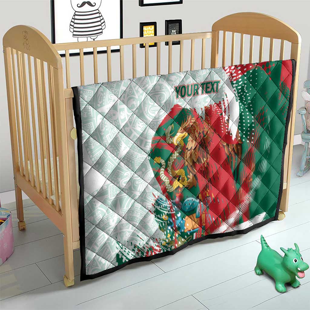 Mexico Football Custom Quilt El Tri Aztec Calendar Brush Style