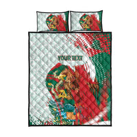 Mexico Football Custom Quilt Bed Set El Tri Aztec Calendar Brush Style