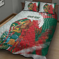 Mexico Football Custom Quilt Bed Set El Tri Aztec Calendar Brush Style
