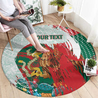Mexico Football Custom Round Carpet El Tri Aztec Calendar Brush Style