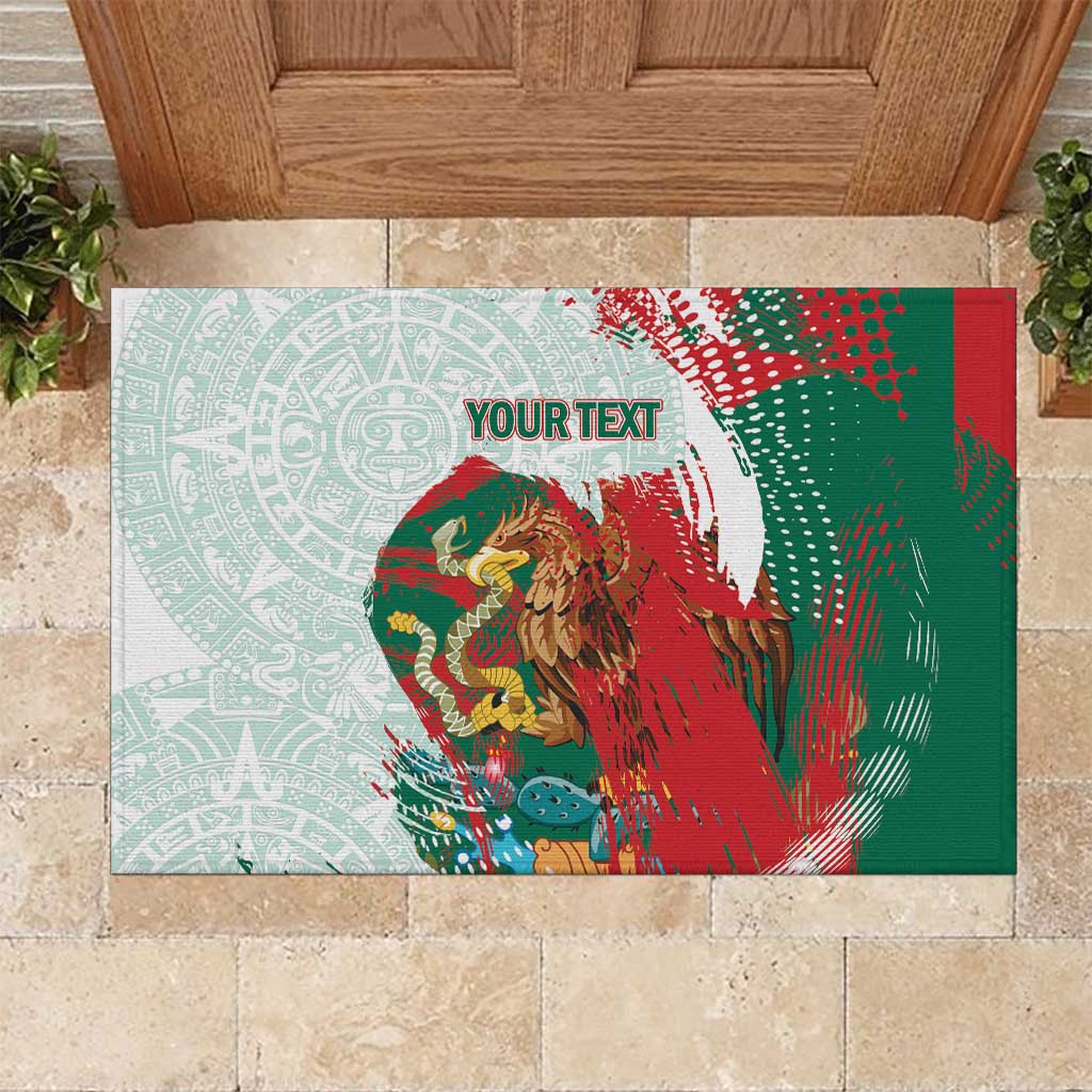Mexico Football Custom Rubber Doormat El Tri Aztec Calendar Brush Style