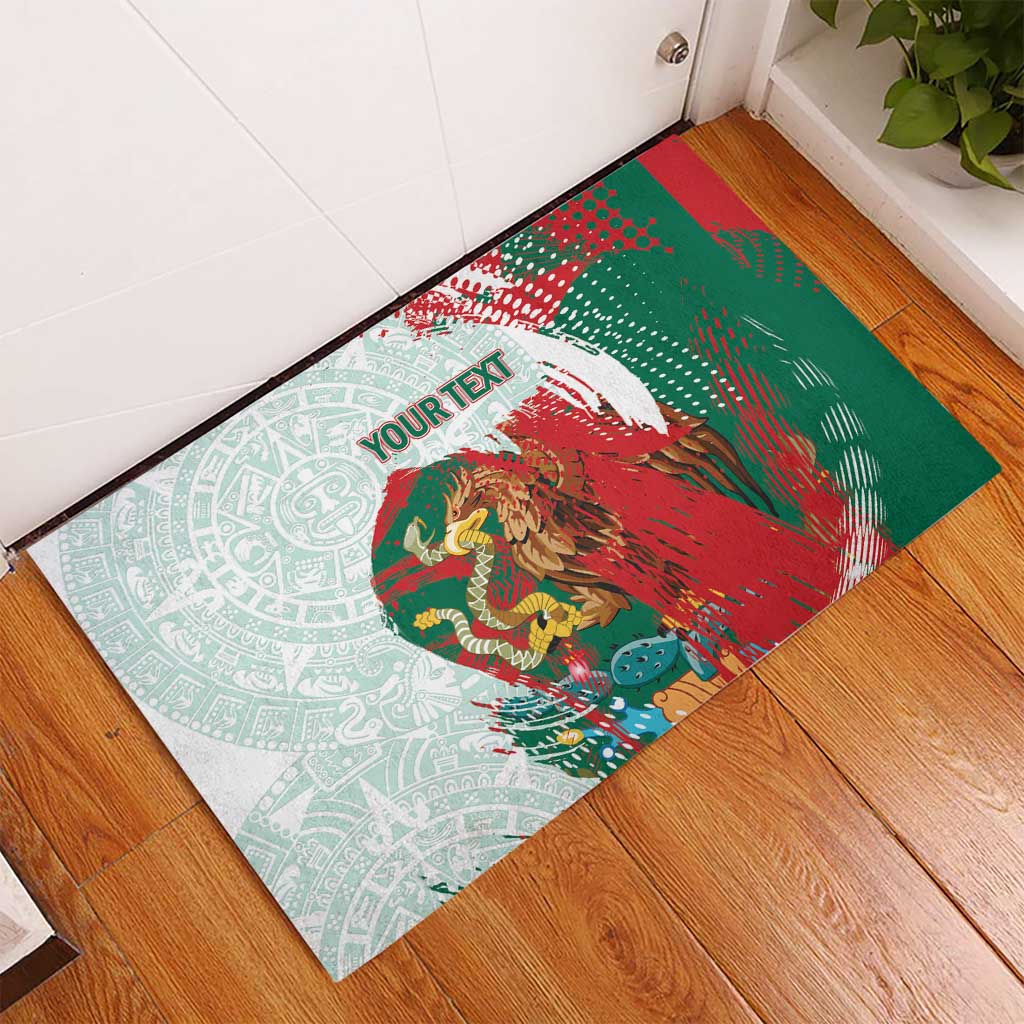 Mexico Football Custom Rubber Doormat El Tri Aztec Calendar Brush Style
