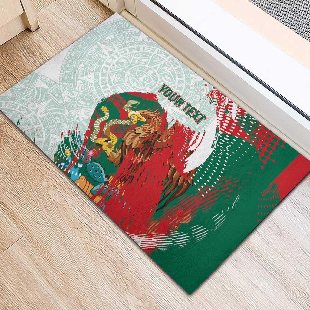 Mexico Football Custom Rubber Doormat El Tri Aztec Calendar Brush Style