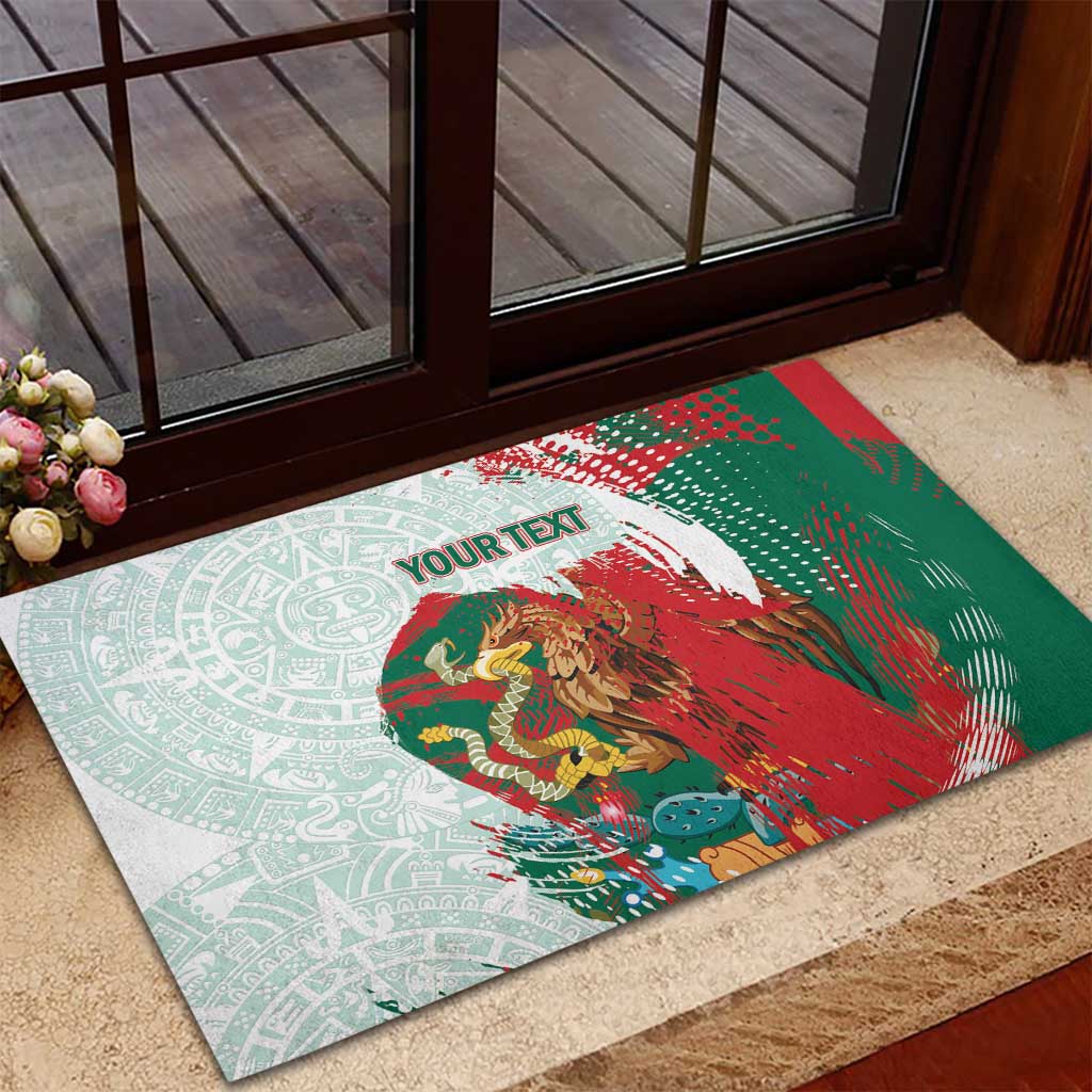 Mexico Football Custom Rubber Doormat El Tri Aztec Calendar Brush Style