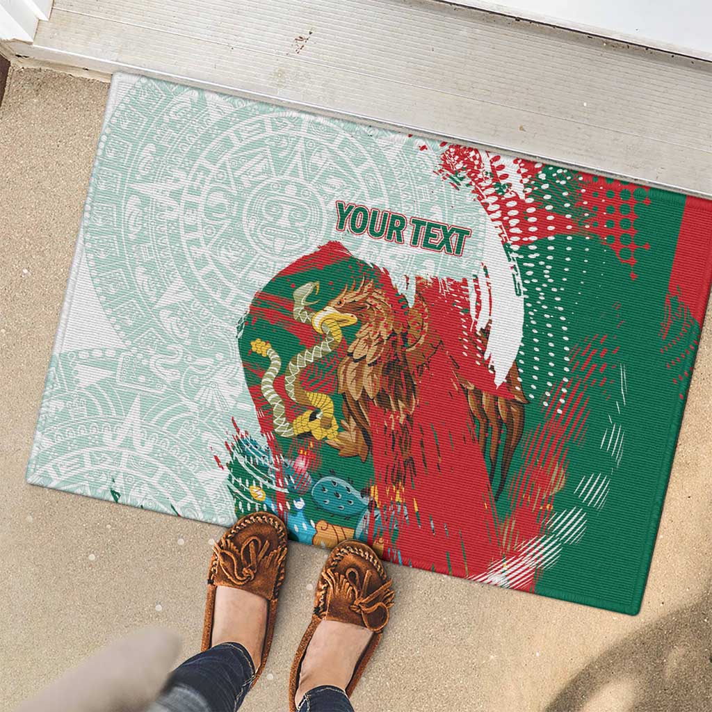 Mexico Football Custom Rubber Doormat El Tri Aztec Calendar Brush Style