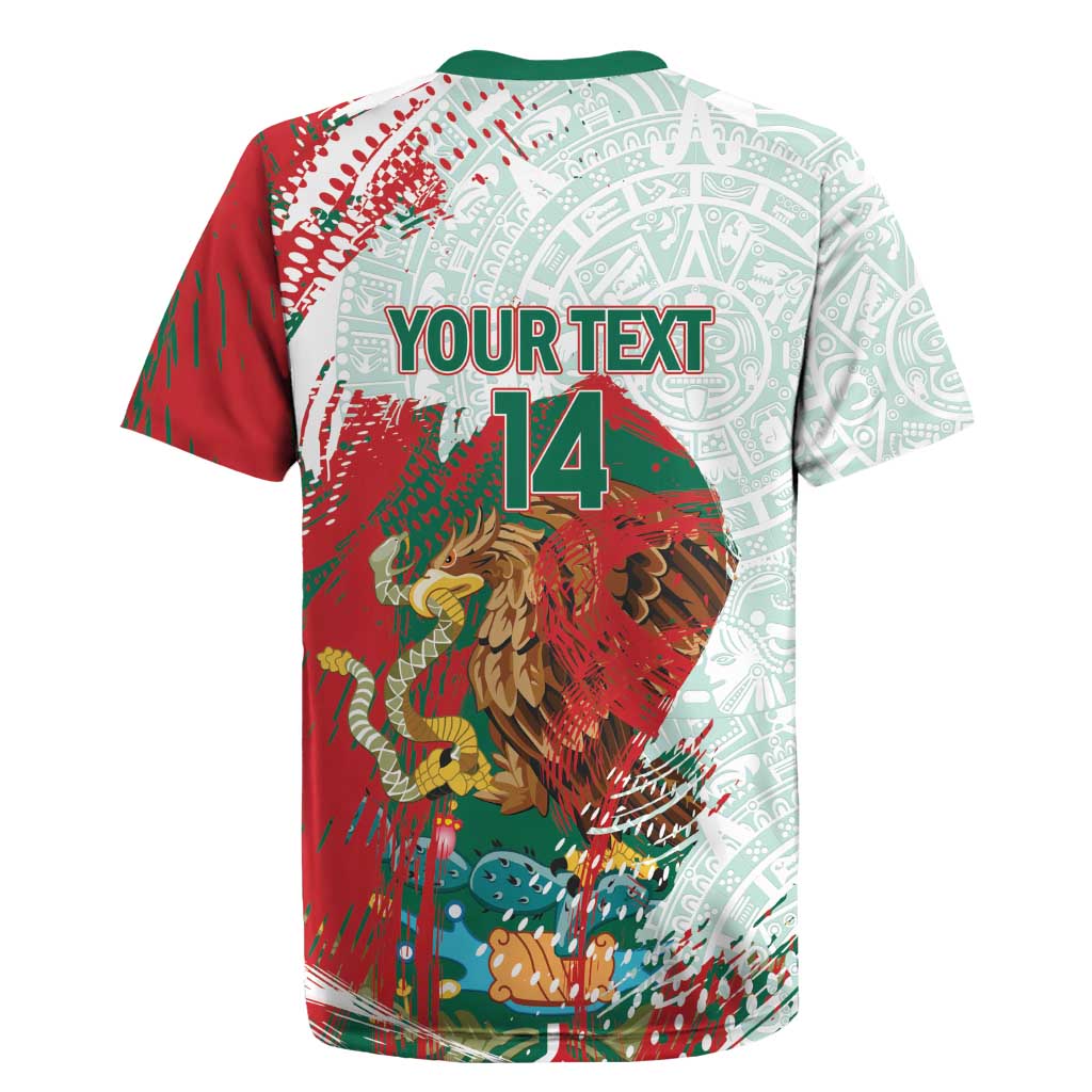 Mexico Football Custom Rugby Jersey El Tri Aztec Calendar Brush Style