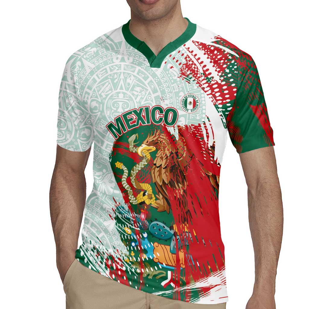 Mexico Football Custom Rugby Jersey El Tri Aztec Calendar Brush Style