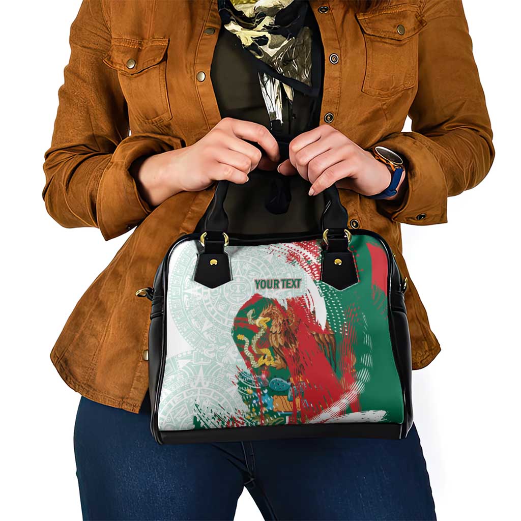 Mexico Football Custom Shoulder Handbag El Tri Aztec Calendar Brush Style