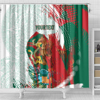 Mexico Football Custom Shower Curtain El Tri Aztec Calendar Brush Style