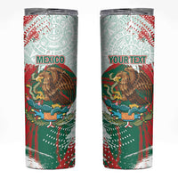 Mexico Football Custom Skinny Tumbler El Tri Aztec Calendar Brush Style