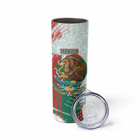 Mexico Football Custom Skinny Tumbler El Tri Aztec Calendar Brush Style