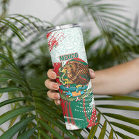 Mexico Football Custom Skinny Tumbler El Tri Aztec Calendar Brush Style