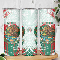 Mexico Football Custom Skinny Tumbler El Tri Aztec Calendar Brush Style