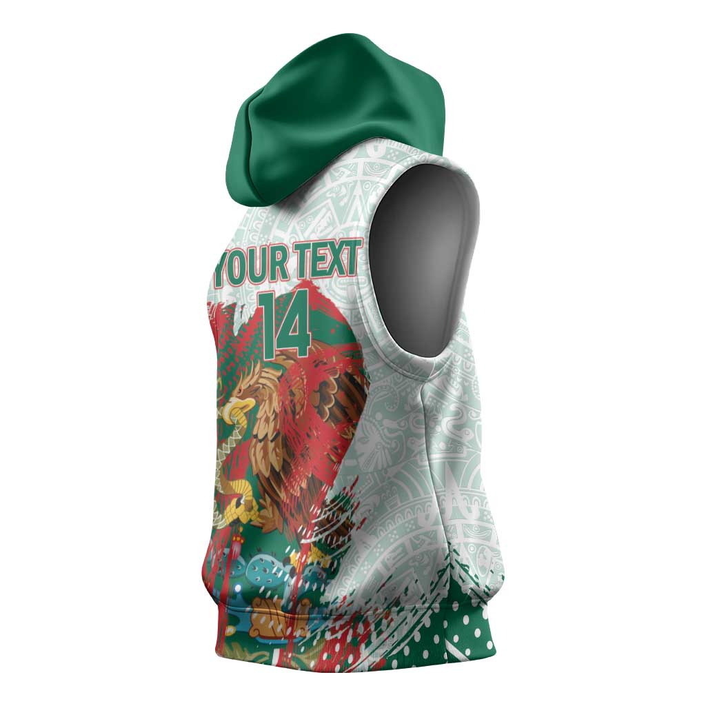 Mexico Football Custom Sleeveless Hoodie El Tri Aztec Calendar Brush Style