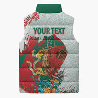 Mexico Football Custom Sleeveless Puffer Jacket El Tri Aztec Calendar Brush Style