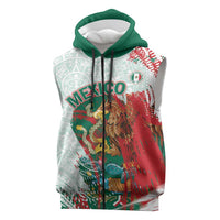 Mexico Football Custom Sleeveless Zip Hoodie El Tri Aztec Calendar Brush Style