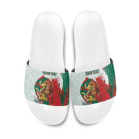 Mexico Football Custom Slide Sandals El Tri Aztec Calendar Brush Style