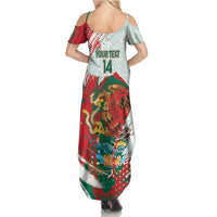 Mexico Football Custom Summer Maxi Dress El Tri Aztec Calendar Brush Style