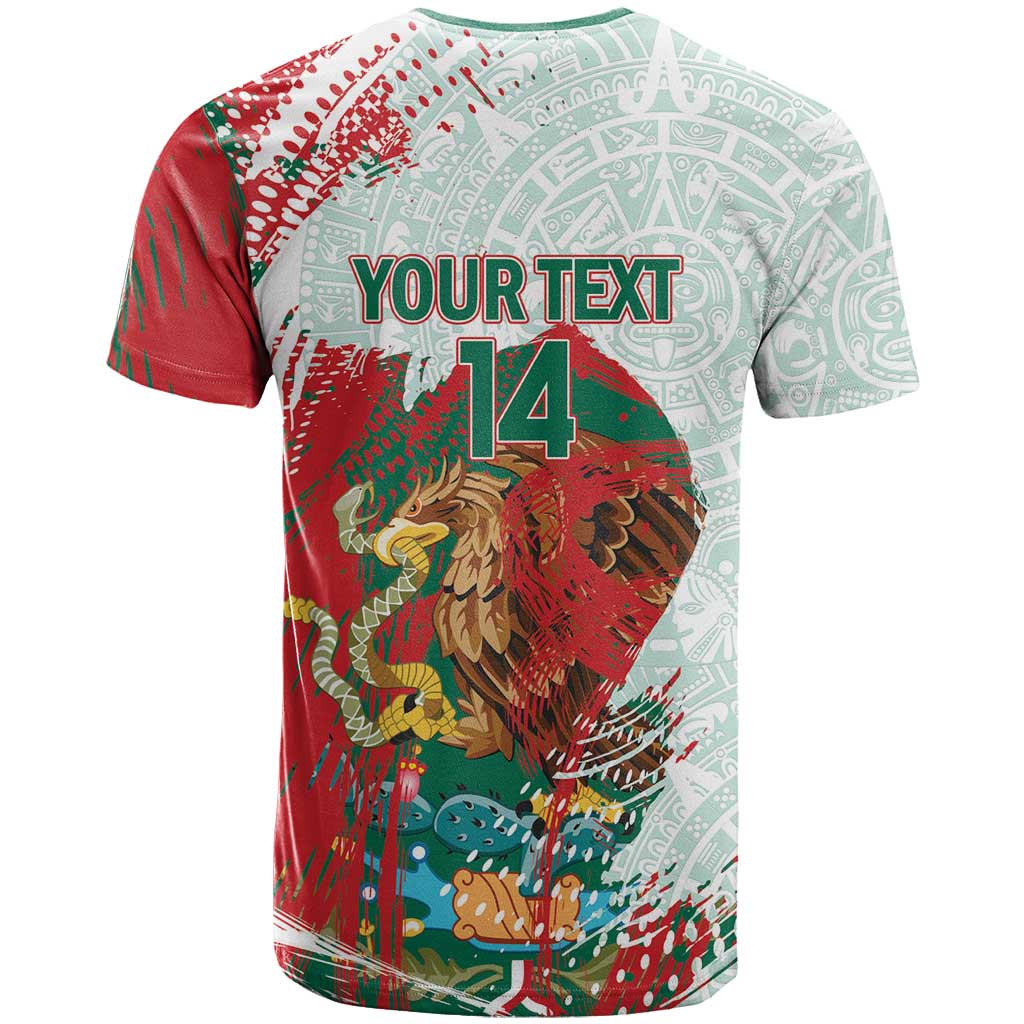 Mexico Football Custom T Shirt El Tri Aztec Calendar Brush Style