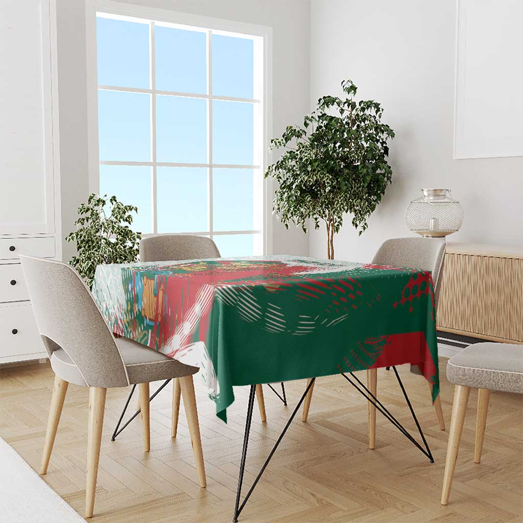 Mexico Football Custom Tablecloth El Tri Aztec Calendar Brush Style