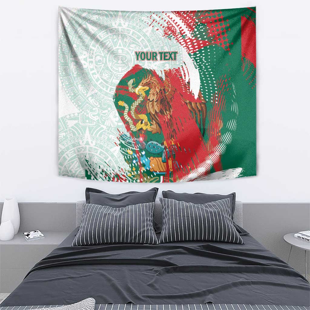 Mexico Football Custom Tapestry El Tri Aztec Calendar Brush Style