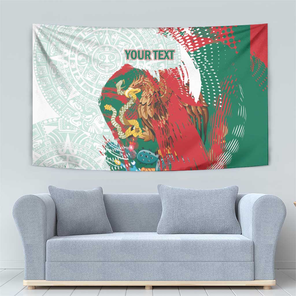 Mexico Football Custom Tapestry El Tri Aztec Calendar Brush Style