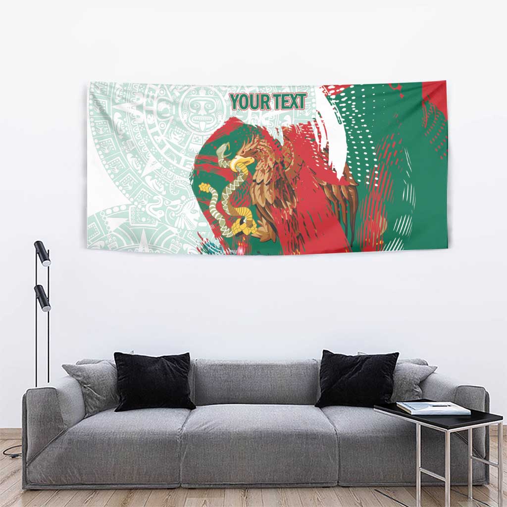 Mexico Football Custom Tapestry El Tri Aztec Calendar Brush Style