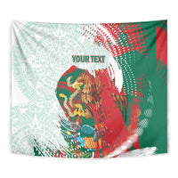 Mexico Football Custom Tapestry El Tri Aztec Calendar Brush Style