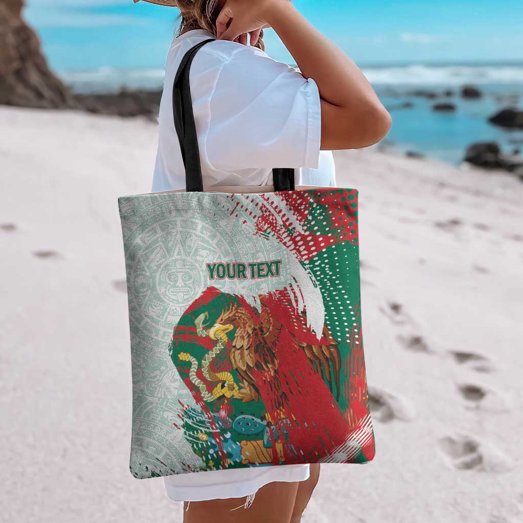 Mexico Football Custom Tote Bag El Tri Aztec Calendar Brush Style