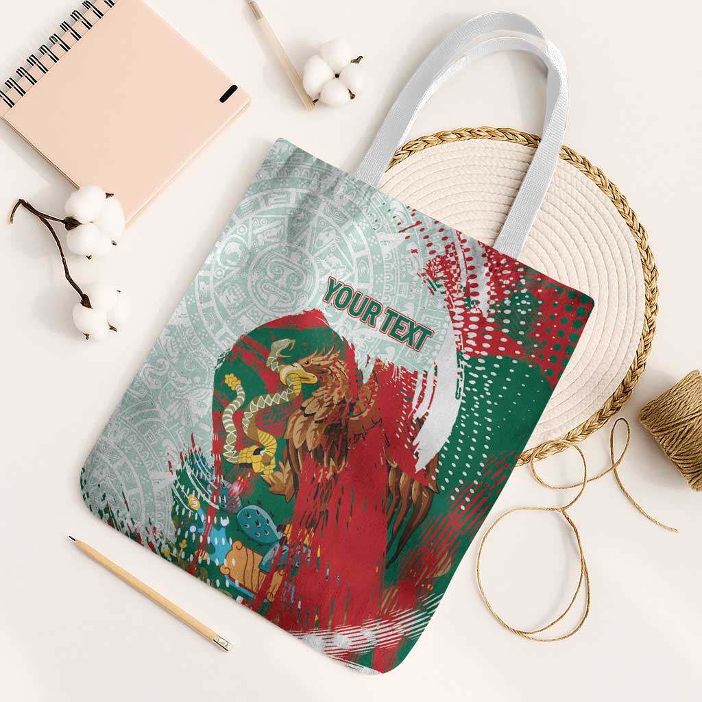 Mexico Football Custom Tote Bag El Tri Aztec Calendar Brush Style