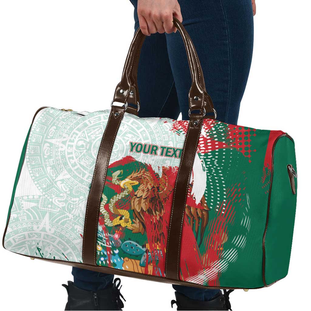 Mexico Football Custom Travel Bag El Tri Aztec Calendar Brush Style
