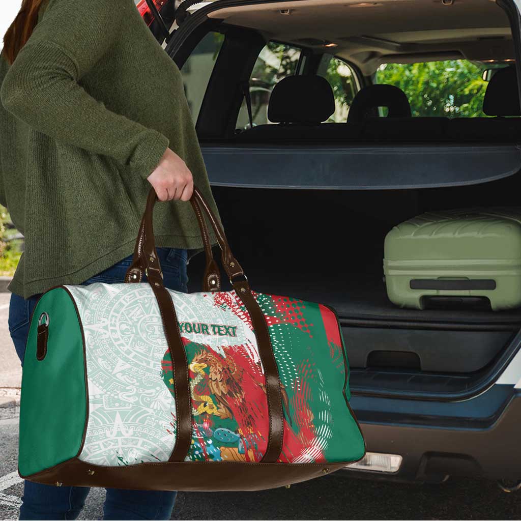 Mexico Football Custom Travel Bag El Tri Aztec Calendar Brush Style