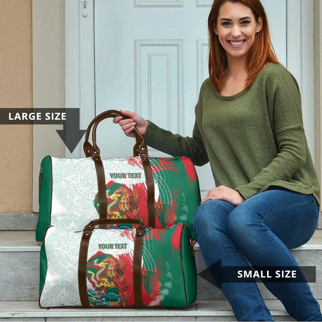 Mexico Football Custom Travel Bag El Tri Aztec Calendar Brush Style