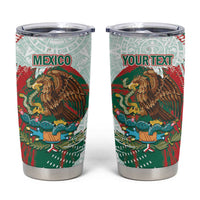 Mexico Football Custom Tumbler Cup El Tri Aztec Calendar Brush Style
