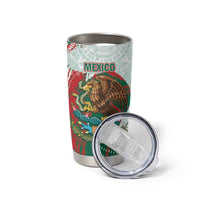Mexico Football Custom Tumbler Cup El Tri Aztec Calendar Brush Style