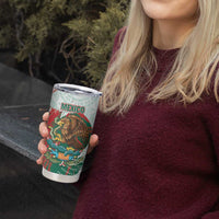 Mexico Football Custom Tumbler Cup El Tri Aztec Calendar Brush Style