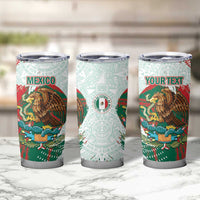 Mexico Football Custom Tumbler Cup El Tri Aztec Calendar Brush Style