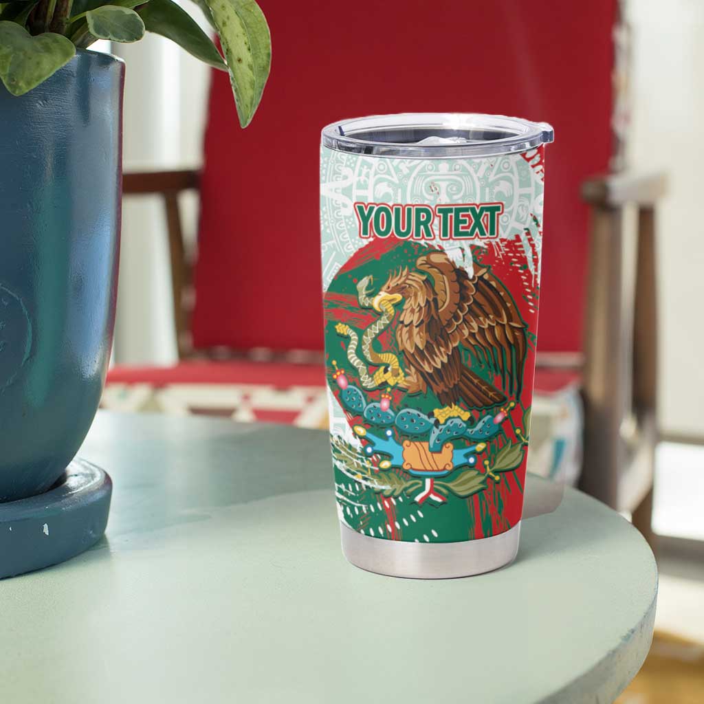 Mexico Football Custom Tumbler Cup El Tri Aztec Calendar Brush Style