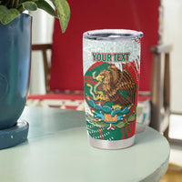 Mexico Football Custom Tumbler Cup El Tri Aztec Calendar Brush Style