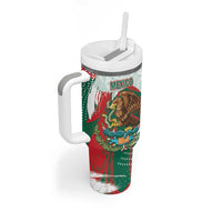 Mexico Football Custom Tumbler With Handle El Tri Aztec Calendar Brush Style