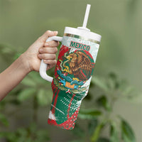Mexico Football Custom Tumbler With Handle El Tri Aztec Calendar Brush Style