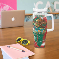 Mexico Football Custom Tumbler With Handle El Tri Aztec Calendar Brush Style