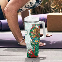 Mexico Football Custom Tumbler With Handle El Tri Aztec Calendar Brush Style