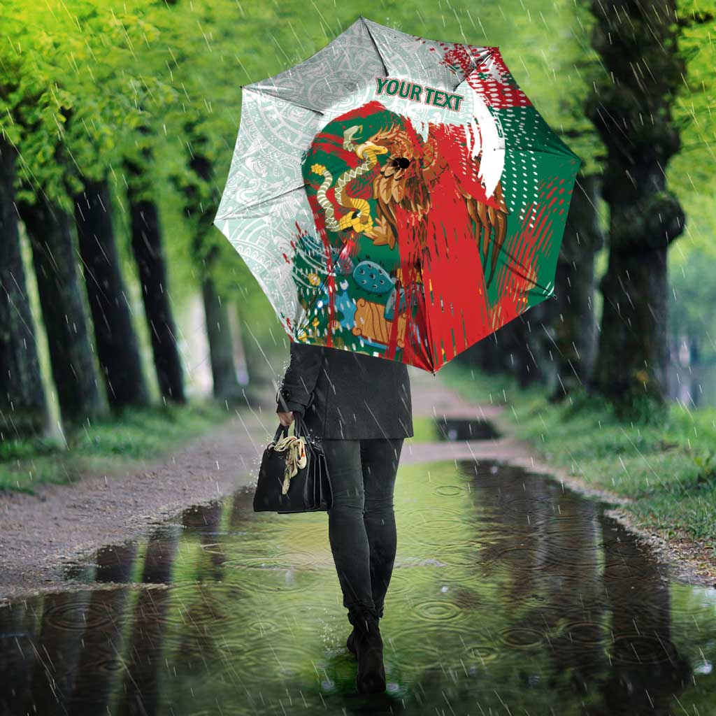 Mexico Football Custom Umbrella El Tri Aztec Calendar Brush Style
