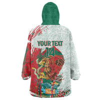 Mexico Football Custom Wearable Blanket Hoodie El Tri Aztec Calendar Brush Style