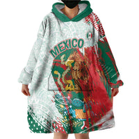 Mexico Football Custom Wearable Blanket Hoodie El Tri Aztec Calendar Brush Style
