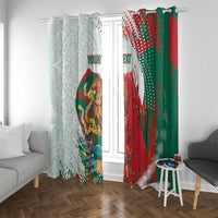 Mexico Football Custom Window Curtain El Tri Aztec Calendar Brush Style