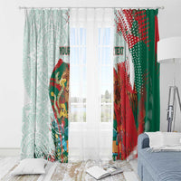 Mexico Football Custom Window Curtain El Tri Aztec Calendar Brush Style