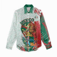 Mexico Football Custom Women Casual Shirt El Tri Aztec Calendar Brush Style
